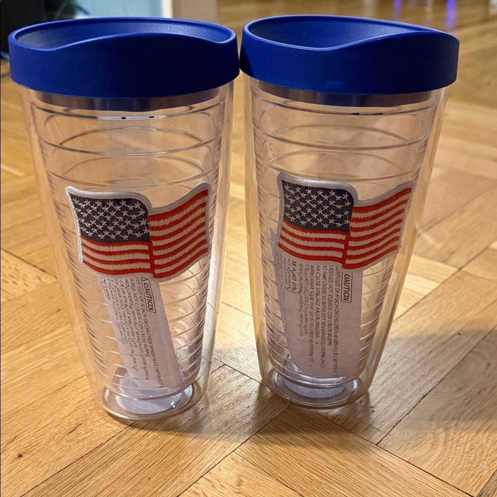 NWT Bundle of 2 Blue and Clear Tumbler Set with American Flag Design 🇺🇸